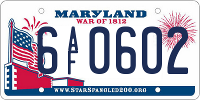 MD license plate 6AF0602