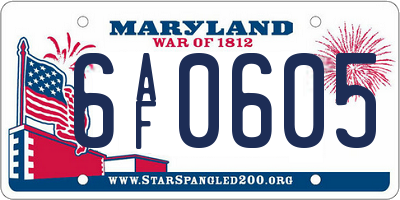 MD license plate 6AF0605