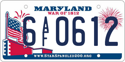 MD license plate 6AF0612