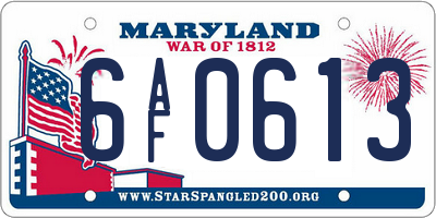 MD license plate 6AF0613