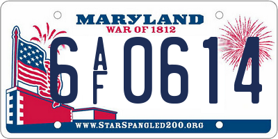 MD license plate 6AF0614