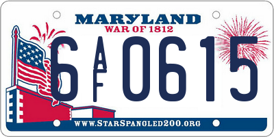 MD license plate 6AF0615