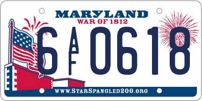 MD license plate 6AF0618