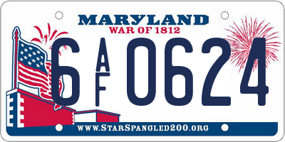MD license plate 6AF0624