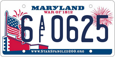 MD license plate 6AF0625