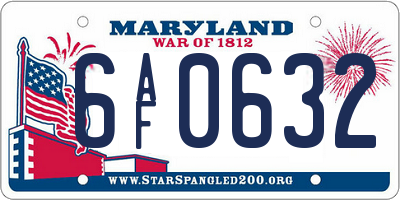 MD license plate 6AF0632