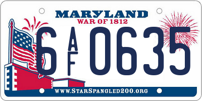MD license plate 6AF0635