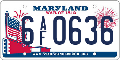 MD license plate 6AF0636