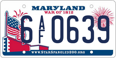 MD license plate 6AF0639