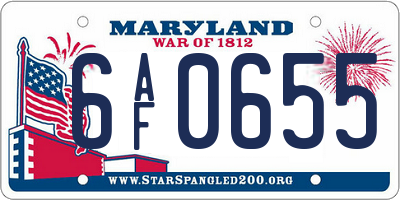 MD license plate 6AF0655