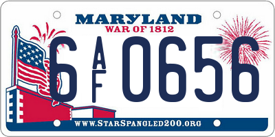 MD license plate 6AF0656