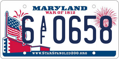 MD license plate 6AF0658