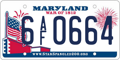 MD license plate 6AF0664