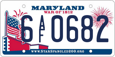 MD license plate 6AF0682