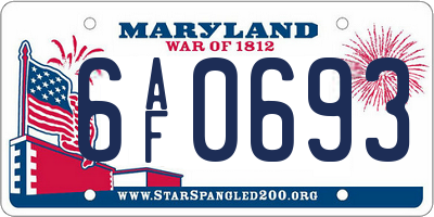 MD license plate 6AF0693