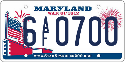 MD license plate 6AF0700