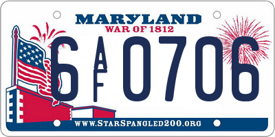 MD license plate 6AF0706
