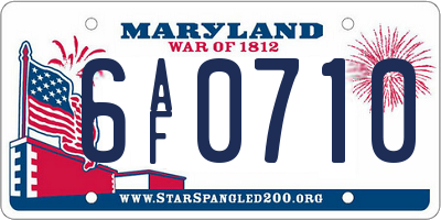 MD license plate 6AF0710