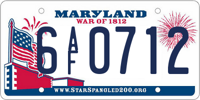 MD license plate 6AF0712