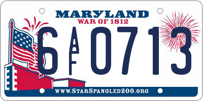 MD license plate 6AF0713