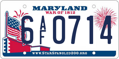 MD license plate 6AF0714