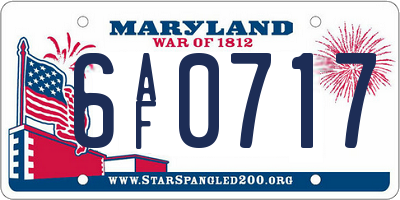 MD license plate 6AF0717