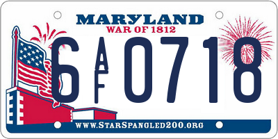 MD license plate 6AF0718