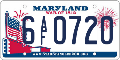 MD license plate 6AF0720