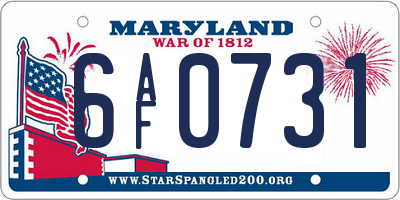 MD license plate 6AF0731