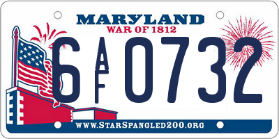 MD license plate 6AF0732