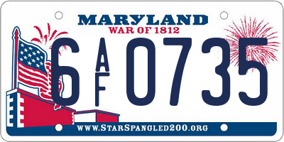 MD license plate 6AF0735