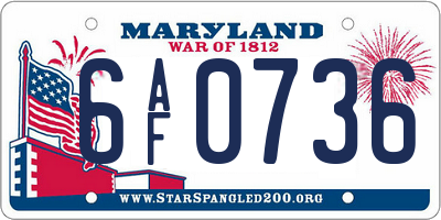 MD license plate 6AF0736