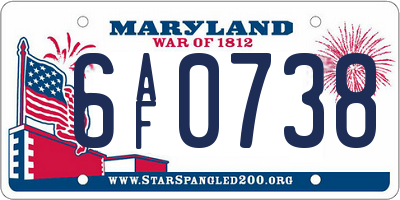MD license plate 6AF0738