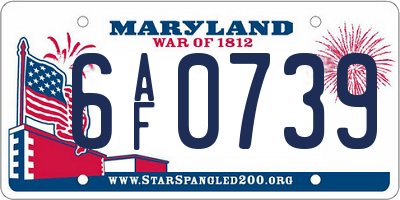 MD license plate 6AF0739