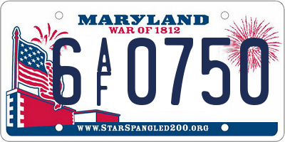 MD license plate 6AF0750