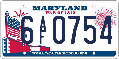 MD license plate 6AF0754