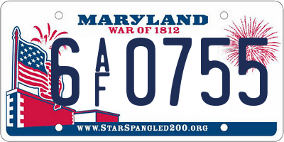 MD license plate 6AF0755