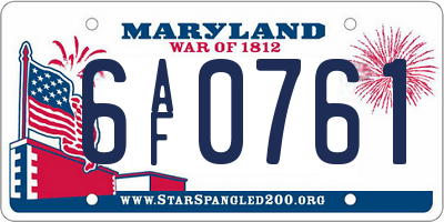 MD license plate 6AF0761