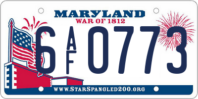MD license plate 6AF0773