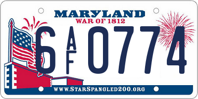 MD license plate 6AF0774
