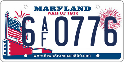 MD license plate 6AF0776