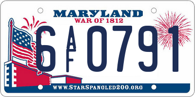 MD license plate 6AF0791