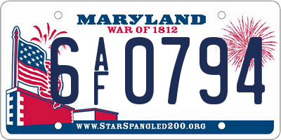 MD license plate 6AF0794