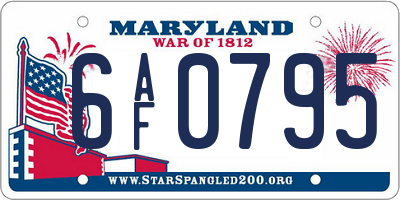 MD license plate 6AF0795