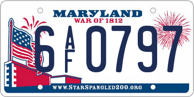 MD license plate 6AF0797