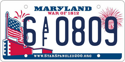 MD license plate 6AF0809