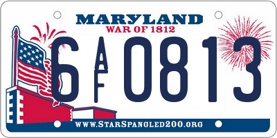 MD license plate 6AF0813