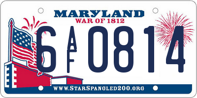 MD license plate 6AF0814