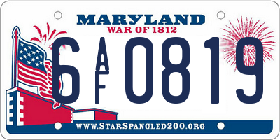 MD license plate 6AF0819