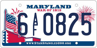 MD license plate 6AF0825